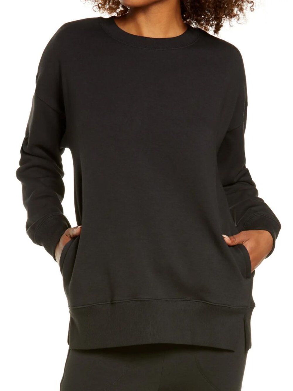 NEW Zella Nordstrom Amazing Crewneck Pullover Sweatshirt XXL Fur Lined Black $69